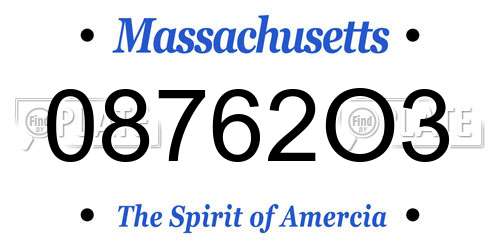 08762O3 Massachusetts License Plate