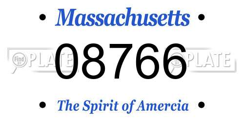08766 Massachusetts License Plate