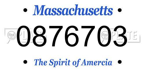 0876703 Massachusetts License Plate