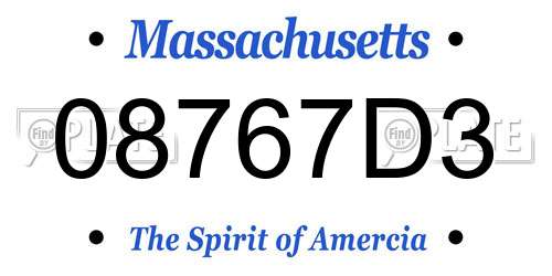 08767D3 Massachusetts License Plate