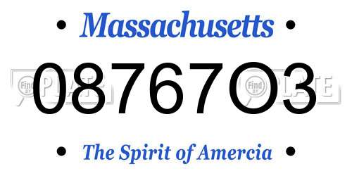 08767O3 Massachusetts License Plate