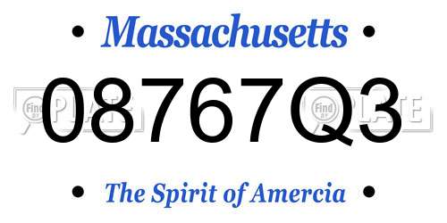 08767Q3 Massachusetts License Plate