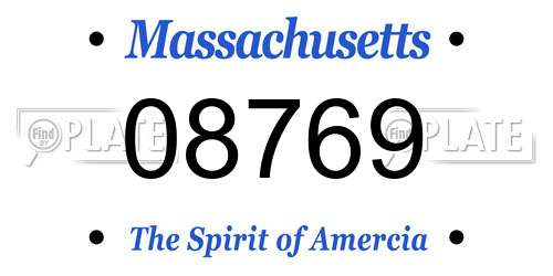 08769 Massachusetts License Plate