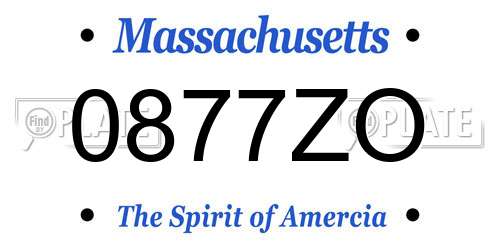 0877ZO Massachusetts License Plate