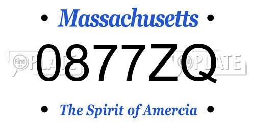 0877ZQ Massachusetts License Plate