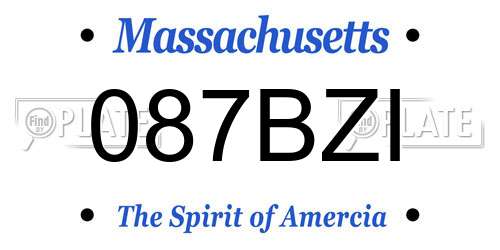 087BZI Massachusetts License Plate