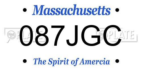 087JGC Massachusetts License Plate