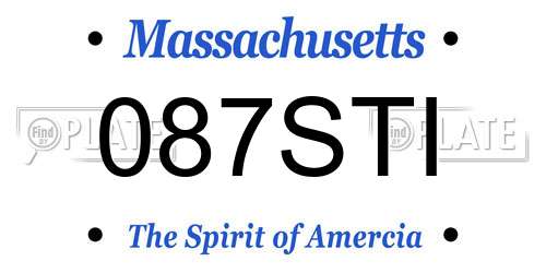 087STI Massachusetts License Plate