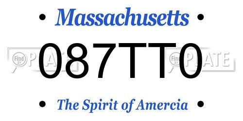 087TT0 Massachusetts License Plate