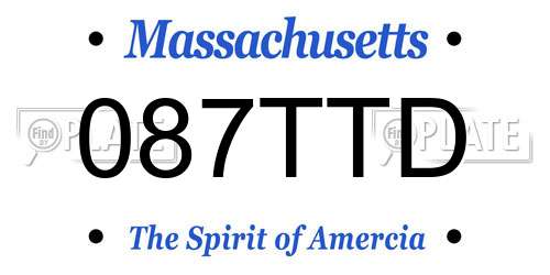 087TTD Massachusetts License Plate
