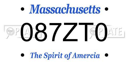 087ZT0 Massachusetts License Plate