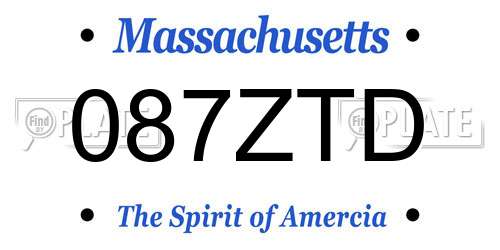 087ZTD Massachusetts License Plate