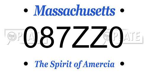 087ZZ0 Massachusetts License Plate