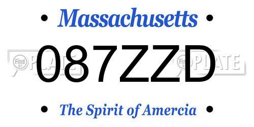 087ZZD Massachusetts License Plate