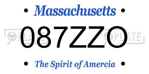 087ZZO Massachusetts License Plate