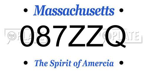 087ZZQ Massachusetts License Plate