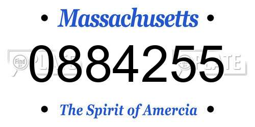 0884255 Massachusetts License Plate