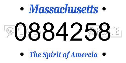 0884258 Massachusetts License Plate