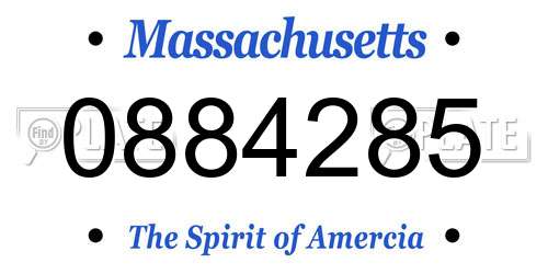 0884285 Massachusetts License Plate