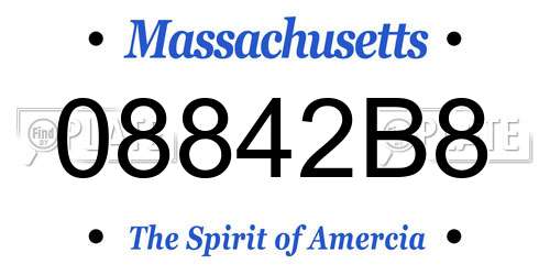 08842B8 Massachusetts License Plate