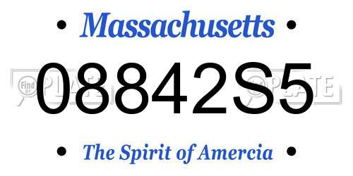 08842S5 Massachusetts License Plate