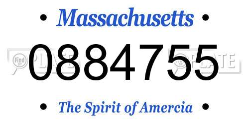 0884755 Massachusetts License Plate