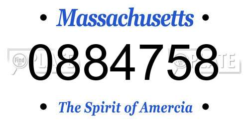 0884758 Massachusetts License Plate