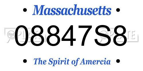 08847S8 Massachusetts License Plate