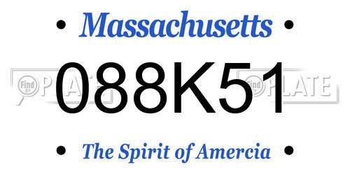 088K51 Massachusetts License Plate