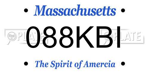 088KBI Massachusetts License Plate