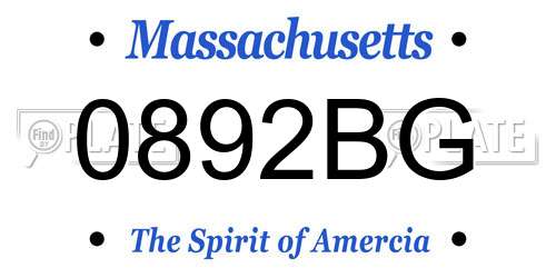 0892BG Massachusetts License Plate