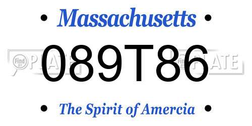 089T86 Massachusetts License Plate