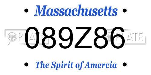 089Z86 Massachusetts License Plate