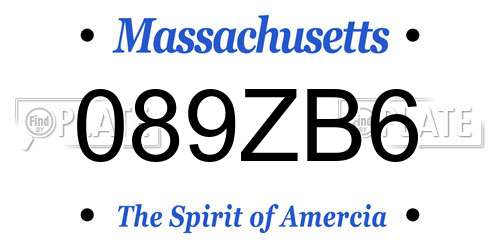 089ZB6 Massachusetts License Plate