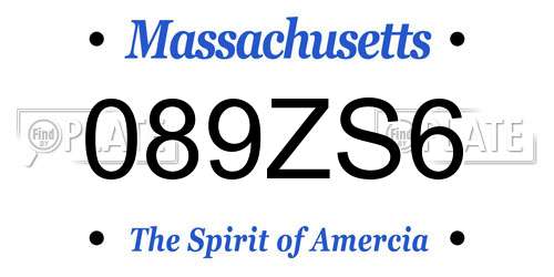 089ZS6 Massachusetts License Plate