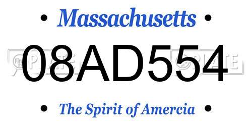 08AD554 Massachusetts License Plate