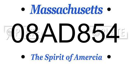 08AD854 Massachusetts License Plate