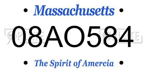 08AO584 Massachusetts License Plate