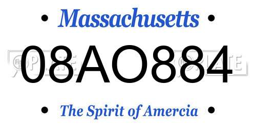 08AO884 Massachusetts License Plate