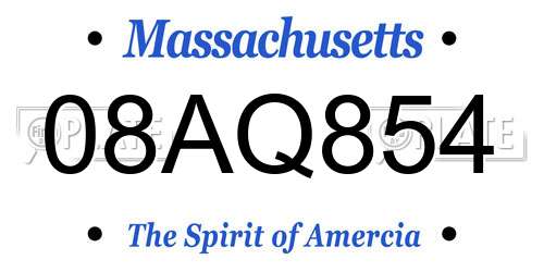08AQ854 Massachusetts License Plate