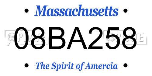 08BA258 Massachusetts License Plate