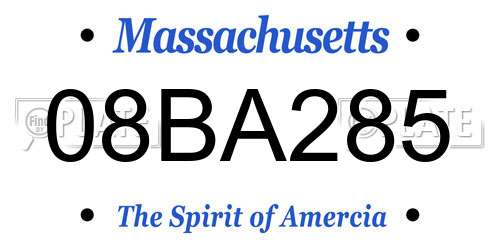08BA285 Massachusetts License Plate