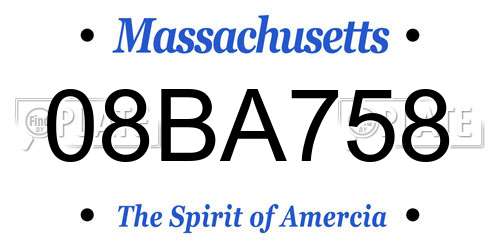 08BA758 Massachusetts License Plate