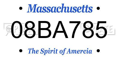 08BA785 Massachusetts License Plate