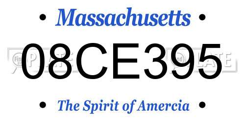 08CE395 Massachusetts License Plate