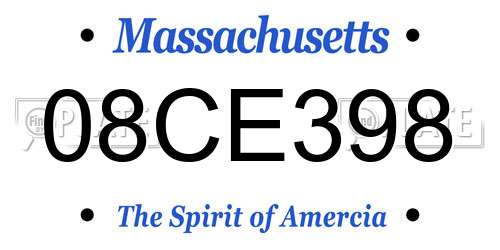 08CE398 Massachusetts License Plate