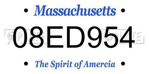 08ED954 Massachusetts License Plate