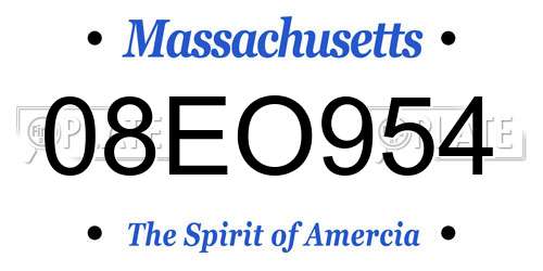 08EO954 Massachusetts License Plate