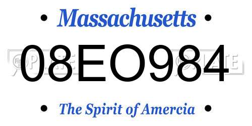 08EO984 Massachusetts License Plate