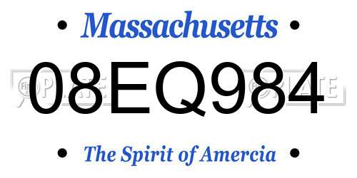 08EQ984 Massachusetts License Plate